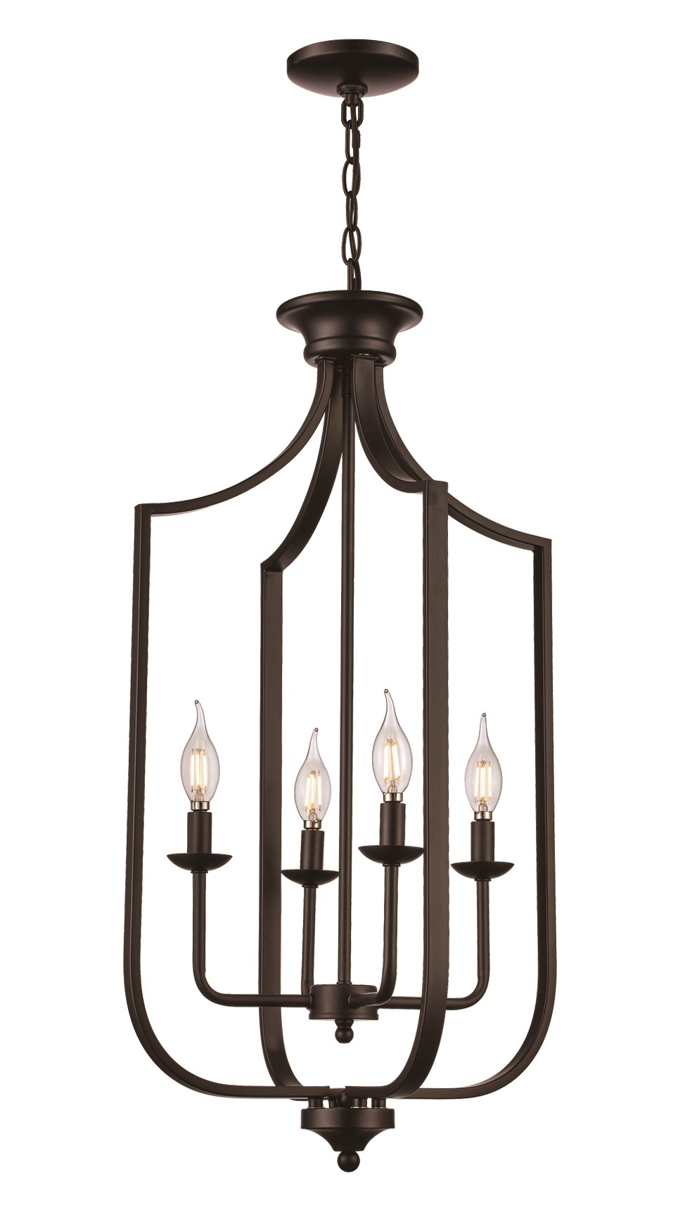 Hillcrest 31.5-in. High Matte Black 4-Light Cage Chandelier