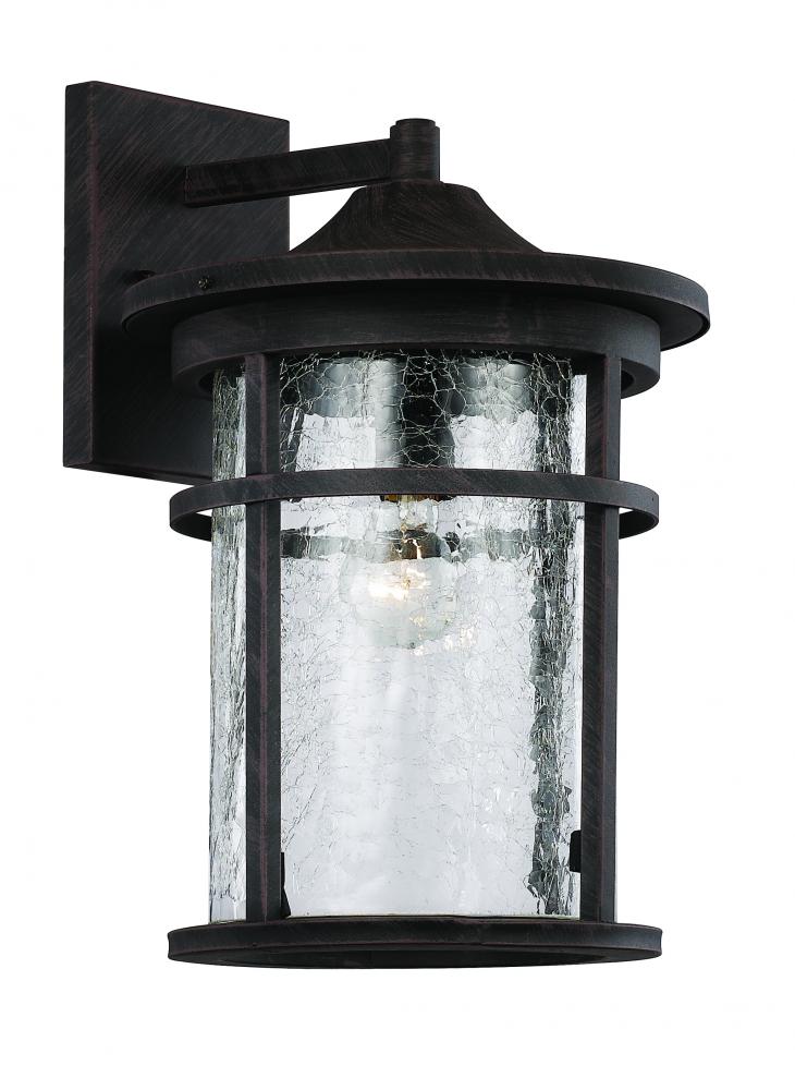 Avalon Crackled Glass, Armed Outdoor Wall Lantern Light
