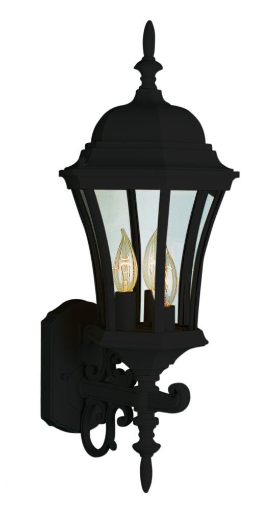 Burlington 3-Light Armed Metal and Glass, Up-mount Outdoor Wall Lantern