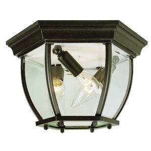 Angelus 4-Light, Beveled Glass, Outdoor Flush Mount Ceiling Light with Open Base