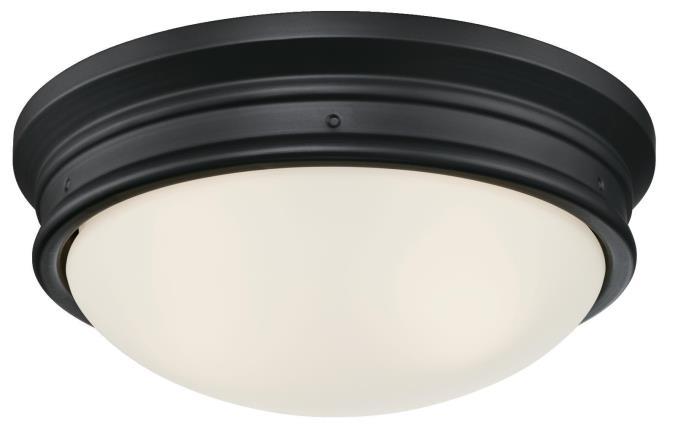 13 in. 2 Light Flush Matte Black Finish Frosted Glass