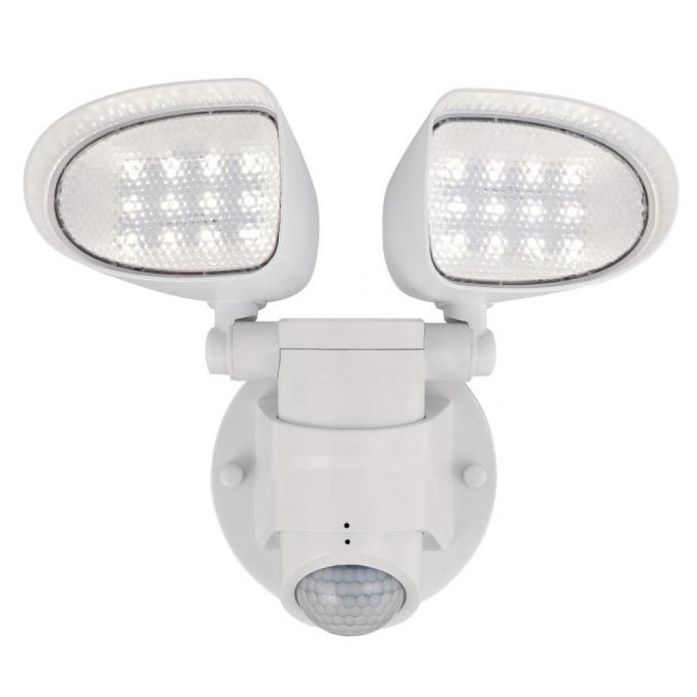 2 Light LED Security Light Wall Fixture with Motion Sensor White Finish Acrylic Lens