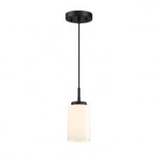 Westinghouse 6135400 - Mini Pendant Black Finish White Opal Glass