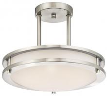 Westinghouse 6400900 - 12 in. 15W LED Semi-Flush Brushed Nickel Finish White Acrylic Shade