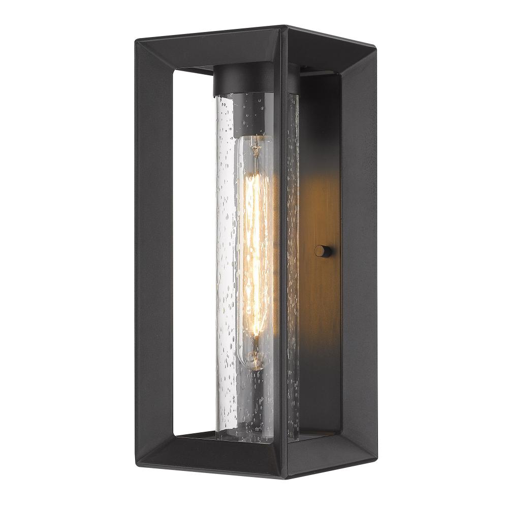 Smyth Outdoor Medium Wall Sconce in Natural Black with Seeded Glass