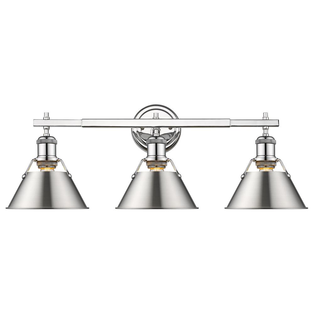 Orwell CH 3 Light Bath Vanity in Chrome with Pewter shades