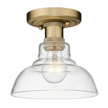 Golden 0305-FM BCB-CLR - Carver BCB Flush Mount in Brushed Champagne Bronze with Clear Glass Shade