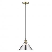 Golden 3306-M AB-CH - Orwell AB Medium Pendant - 10" in Aged Brass with Chrome shade