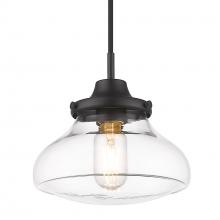 Golden 3419-S BLK-CLR - Nash Small Pendant in Matte Black with Clear Glass