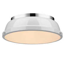 Golden 3602-14 CH-WH - Duncan 14" Flush Mount in Chrome with a White Shade