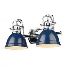 Golden 3602-BA2 CH-NVY - Duncan CH 2 Light Bath Vanity in Chrome with Navy Blue Shade
