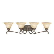 Golden 6005-BA4 RBZ - Lancaster 4 Light Bath Vanity in Rubbed Bronze with Antique Marbled Glass