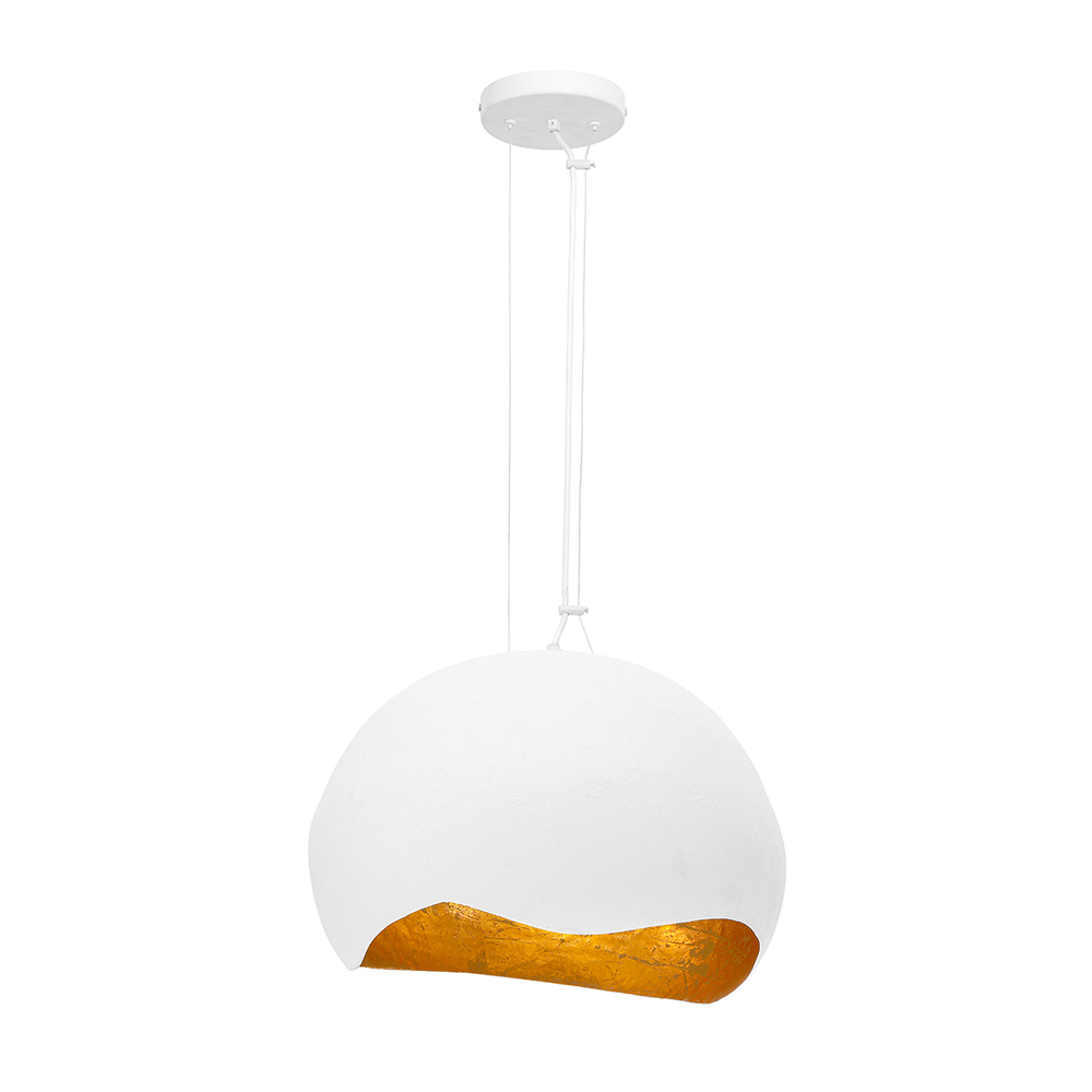 Baleia 2 Light Pendant in White and Gold Foil