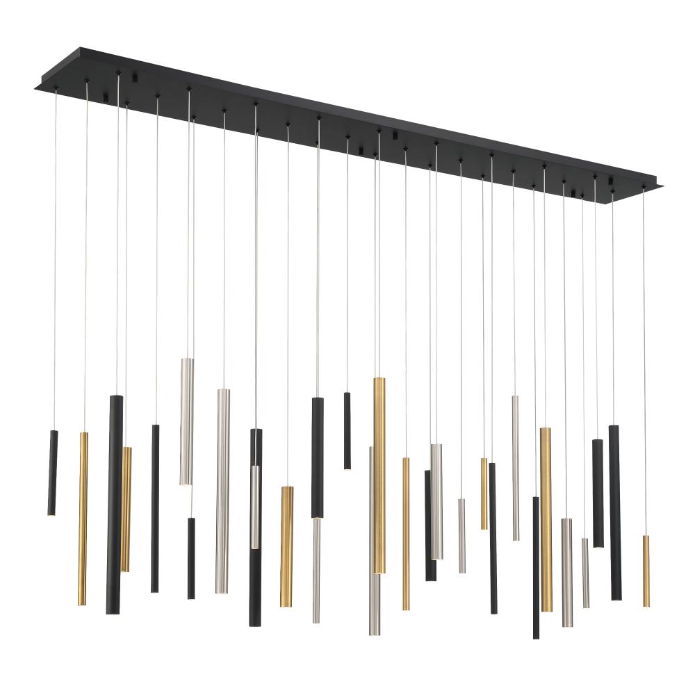 Santana 30 Light LED Chandelier in Mixed Black, Gold and Nickel
