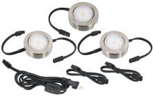 American Lighting MVP-3-30-NK - MVP LED Puck Light, 120 Volts, 4.3 Watts, 235 Lumens, Nickel, 3 Puck Kit with Roll Switch and 6