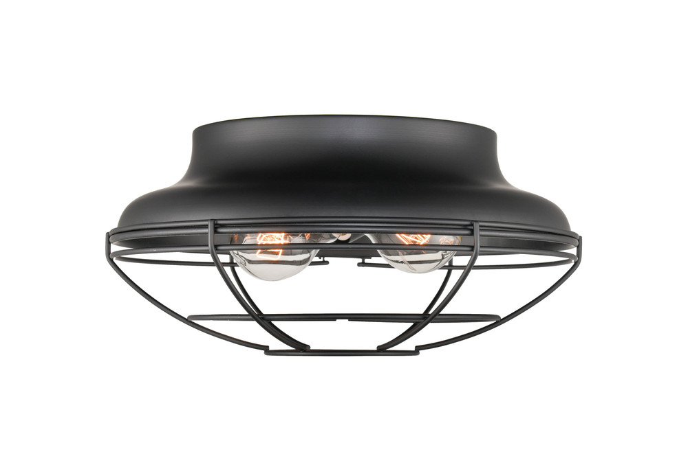 2-Light Outdoor Flush Mount Matte Black