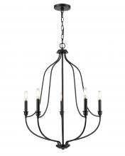 Millennium 98005-MB - Senoia 5-Light Chandelier Ceiling Light Matte Black