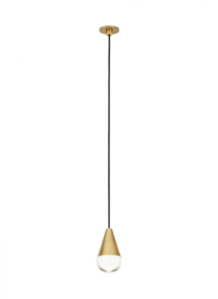 Modern Cupola dimmable LED Port Alone Ceiling Pendant Light in a Natural Brass/Gold Colored finish