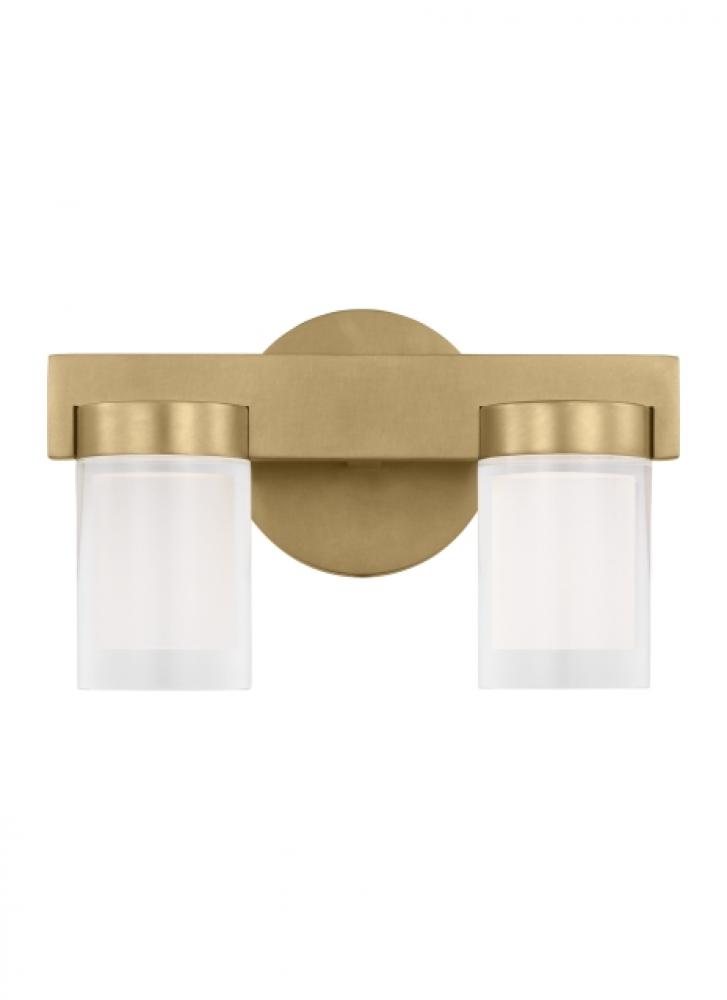 The Esfera Small Damp Rated 2-Light Integrated Dimmable LED Bath Vanity in Natural Brass