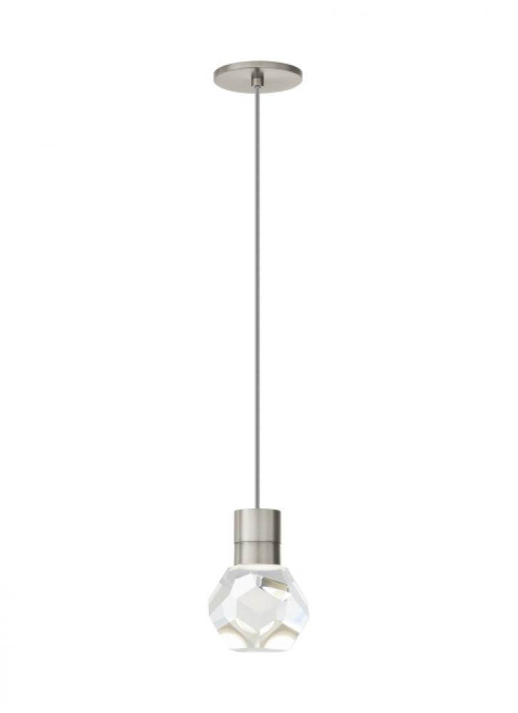 Modern Kira dimmable LED Ceiling Pendant Light in a Satin Nickel/Silver Colored finish