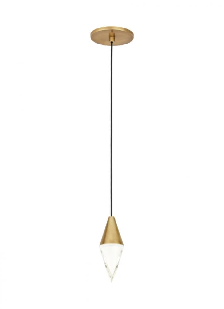 Modern Turret dimmable LED 1-light Ceiling Pendant in a Natural Brass/Gold Colored finish