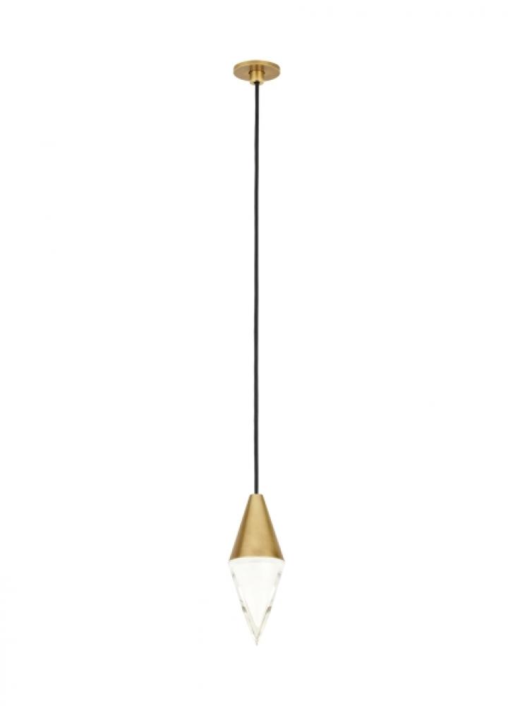 Modern Turret dimmable LED Port Alone Ceiling Pendant Light in a Natural Brass/Gold Colored finish