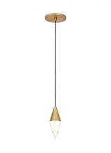 Visual Comfort & Co. Modern Collection 700TRSPTRT1RNB-LED930 - Modern Turret dimmable LED 1-light Ceiling Pendant in a Natural Brass/Gold Colored finish