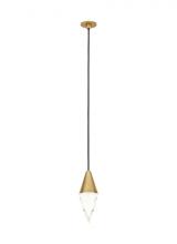 Visual Comfort & Co. Modern Collection 700TRSPATRT1PNB-LED930 - Modern Turret dimmable LED Port Alone Ceiling Pendant Light in a Natural Brass/Gold Colored finish