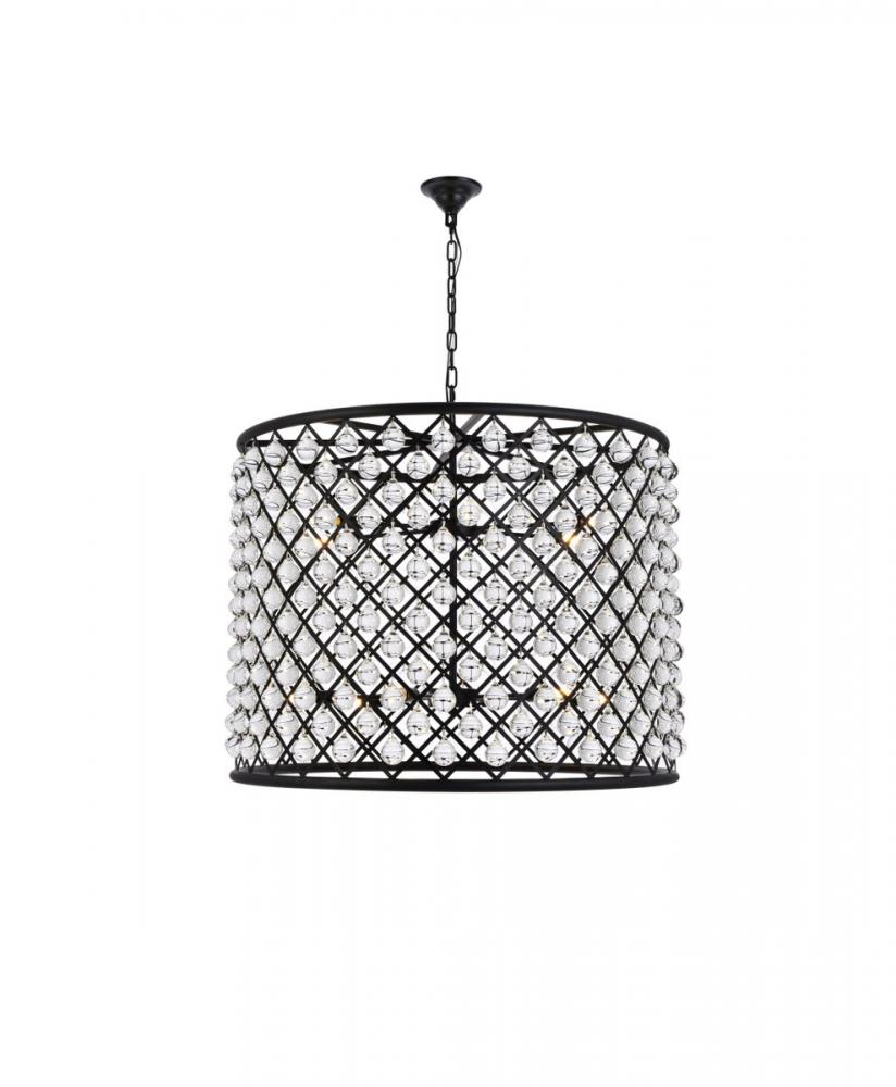 Madison 12 Light Matte Black Chandelier Clear Royal Cut Crystal