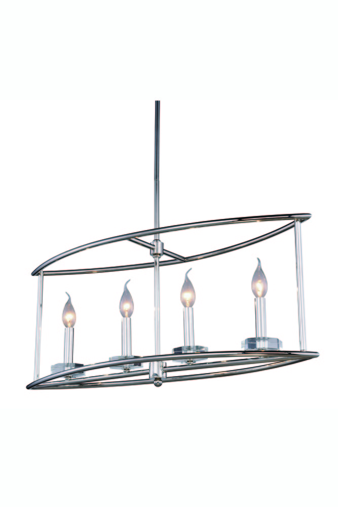 Bjorn Collection Chandelier L:32 W:10 H:65 Lt:4 polished Nickel Finish Royal Cut Clea