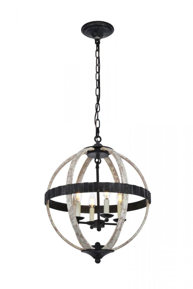 Orbus 4 Light Ivory Wash and Steel Grey Pendant