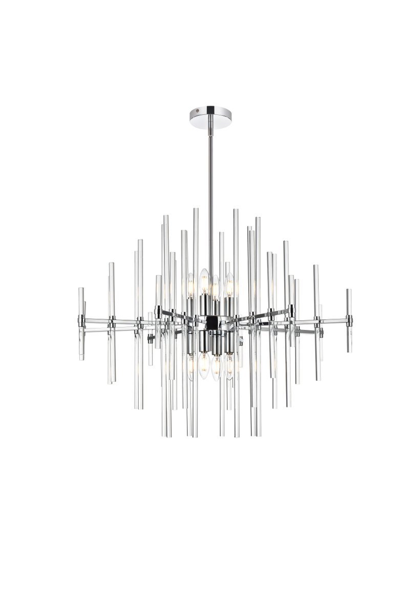 Sienna 31 Inch Crystal Rod Pendant in Chrome