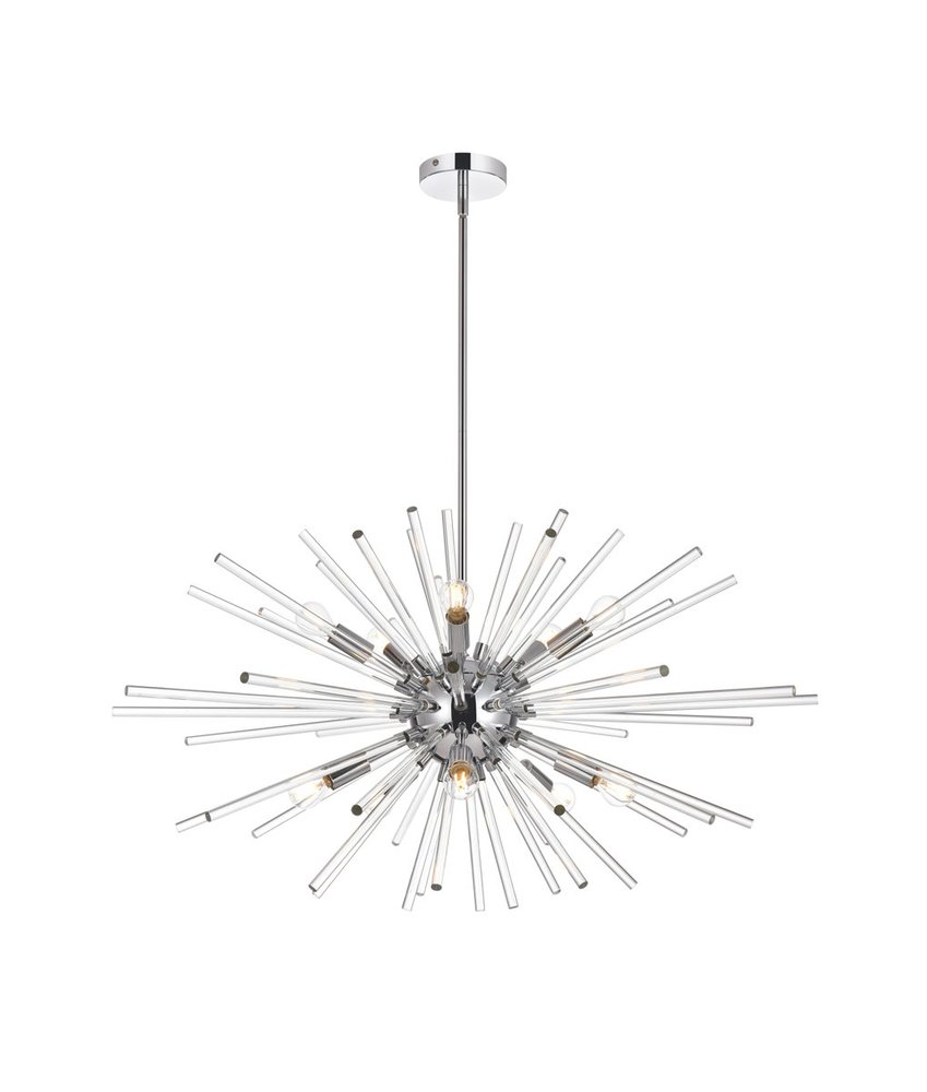Sienna 36 Inch Crystal Rod Pendant in Chrome