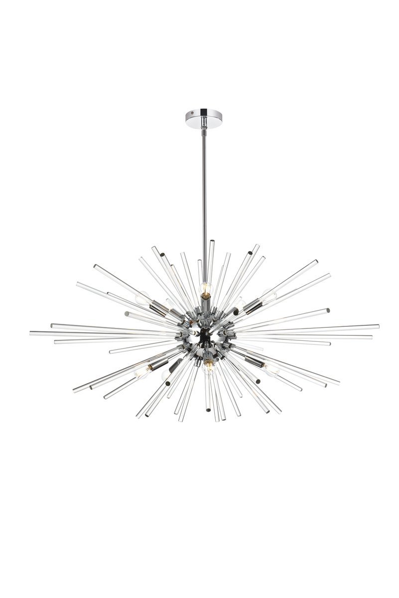 Sienna 42 Inch Crystal Rod Pendant in Chrome