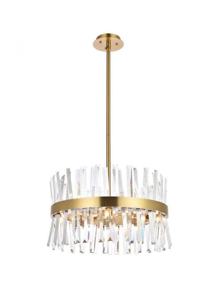 Serephina 20 Inch Crystal Round Pendant Light in Satin Gold