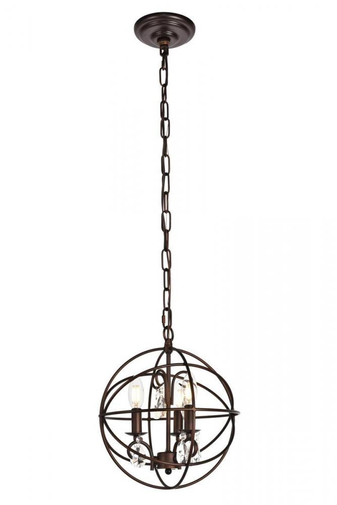 Wallace Collection Pendant D11.8 H13.8 Lt:3 Dark Copper Brown Finish
