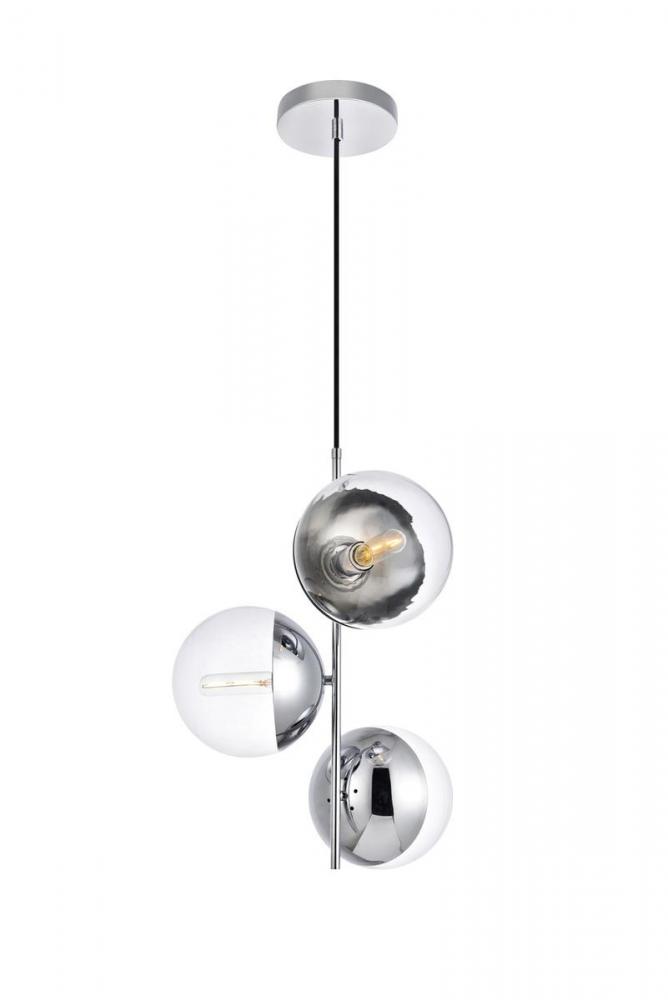 Eclipse 3 Lights Chrome Pendant with Clear Glass
