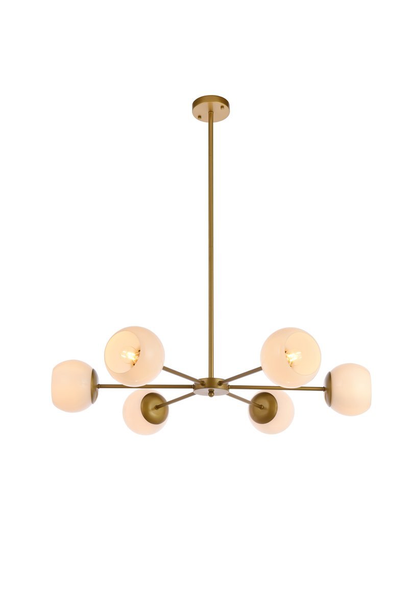 Briggs 36 Inch Pendant in Brass with White Shade