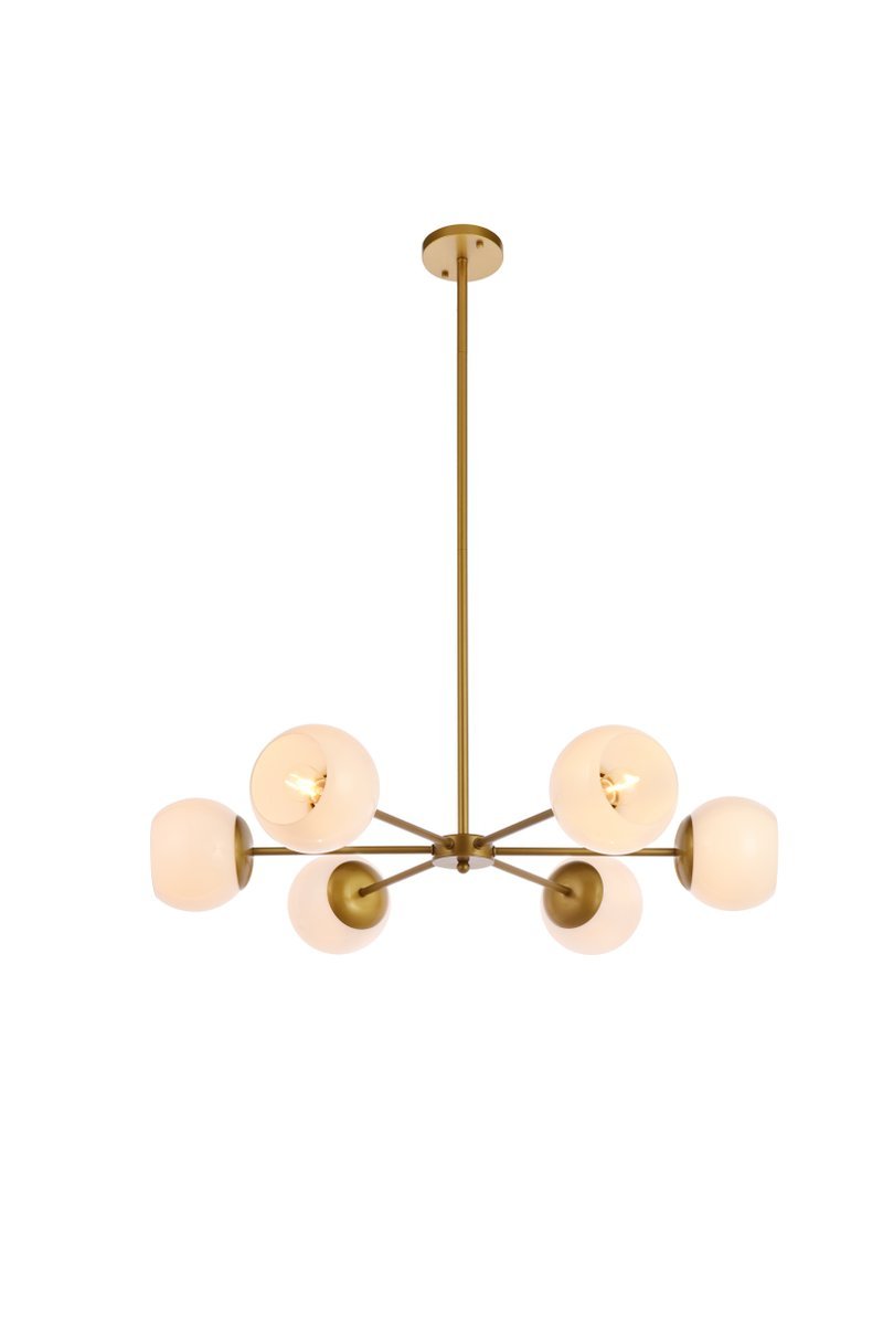 Briggs 30 Inch Pendant in Brass with White Shade