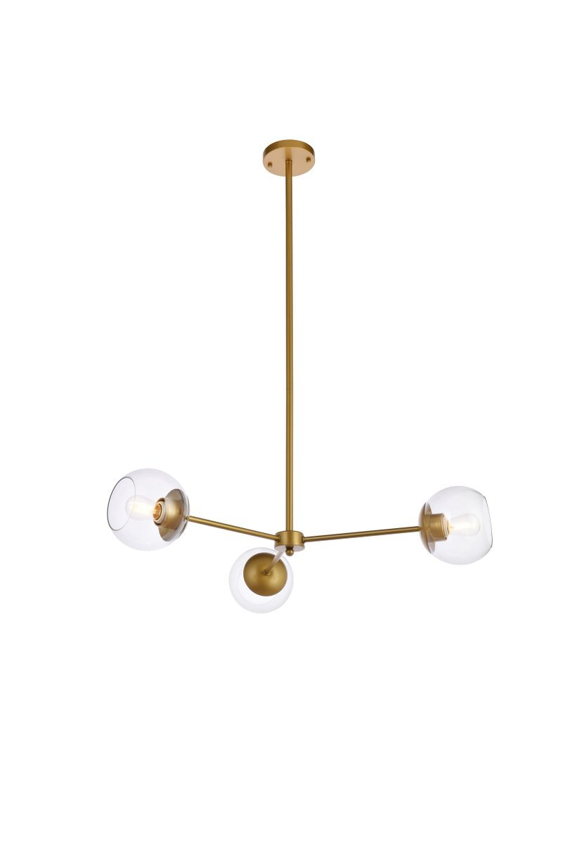 Briggs 32 Inch Pendant in Brass with Clear Shade