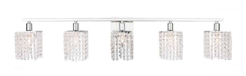 Phineas 5 Light Chrome and Clear Crystals Wall Sconce