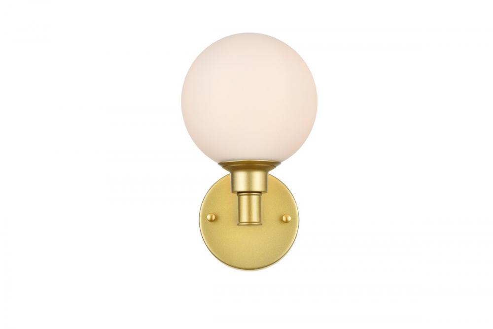 Cordelia 1 Light Brass and Frosted White Bath Sconce