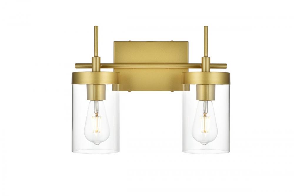 Benny 2 Light Brass and Clear Bath Sconce