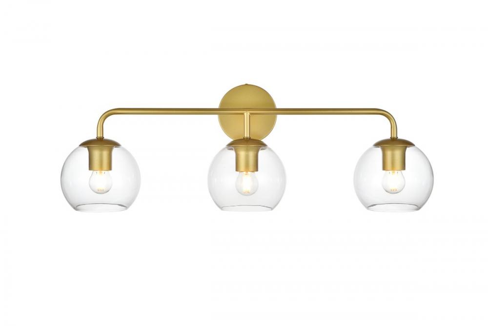 Genesis 3 Light Brass and Clear Bath Sconce