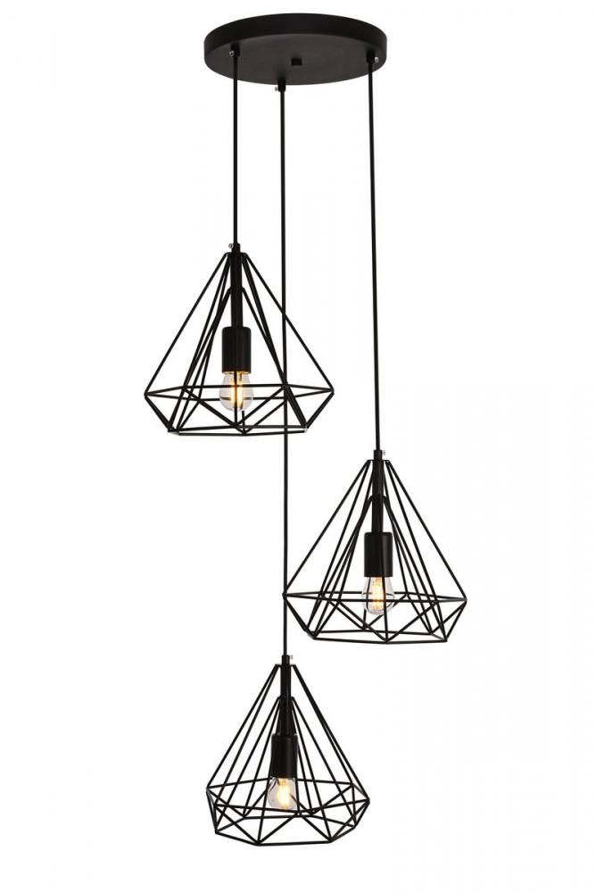 Jago Collection Pendant D18.1 H24.3 Lt:3 Black Finish