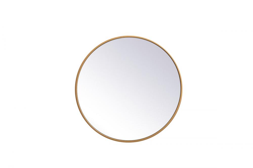 Metal Frame Round Mirror 21 Inch in Brass