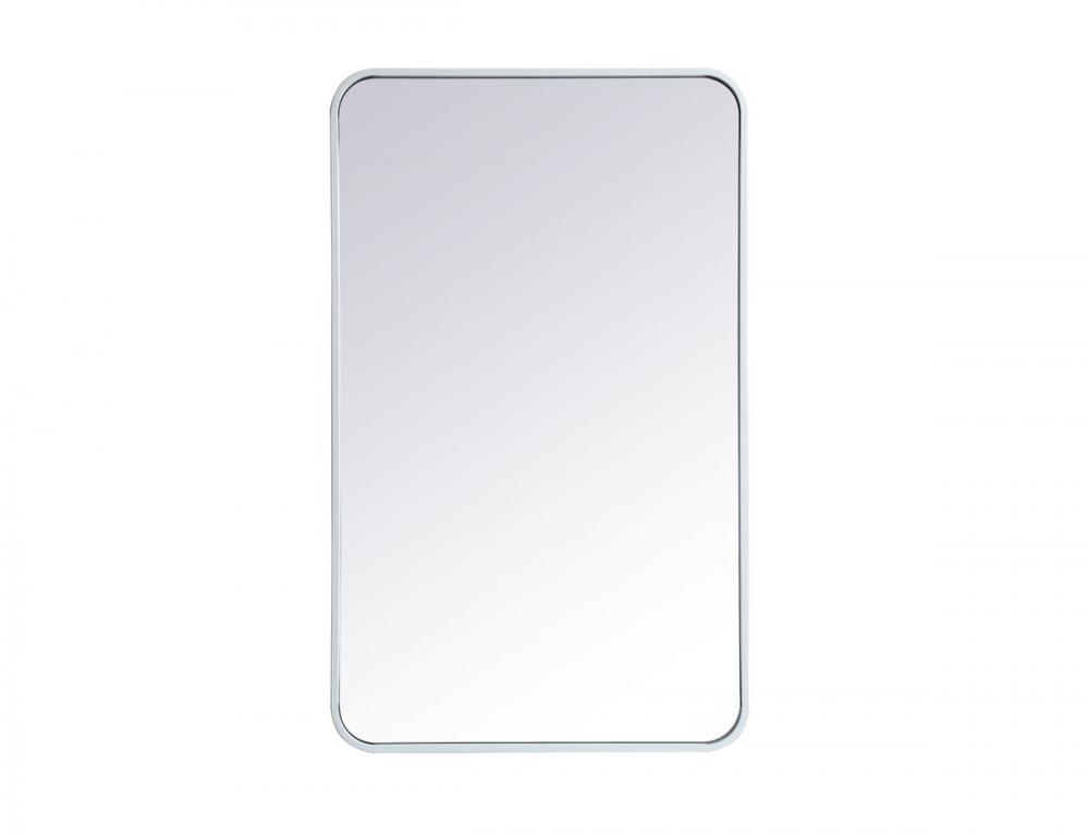 Soft Corner Metal Rectangular Mirror 22x36 Inch in White