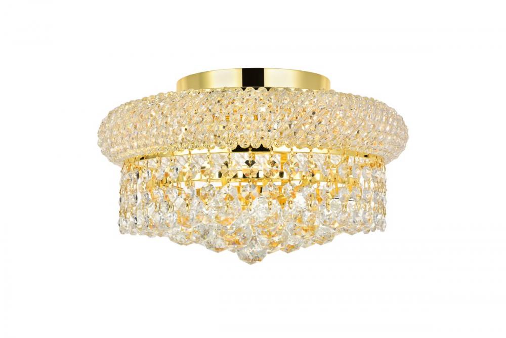 Primo 4 Light Gold Flush Mount Clear Royal Cut Crystal