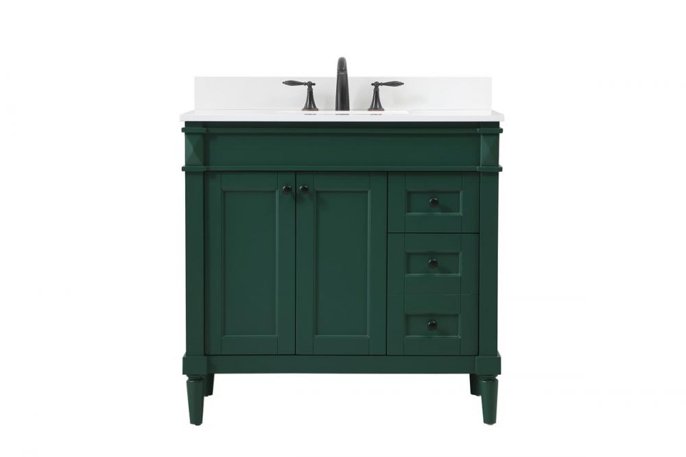 36 Inch Single Bathroom Vanity in Green with Backsplash
