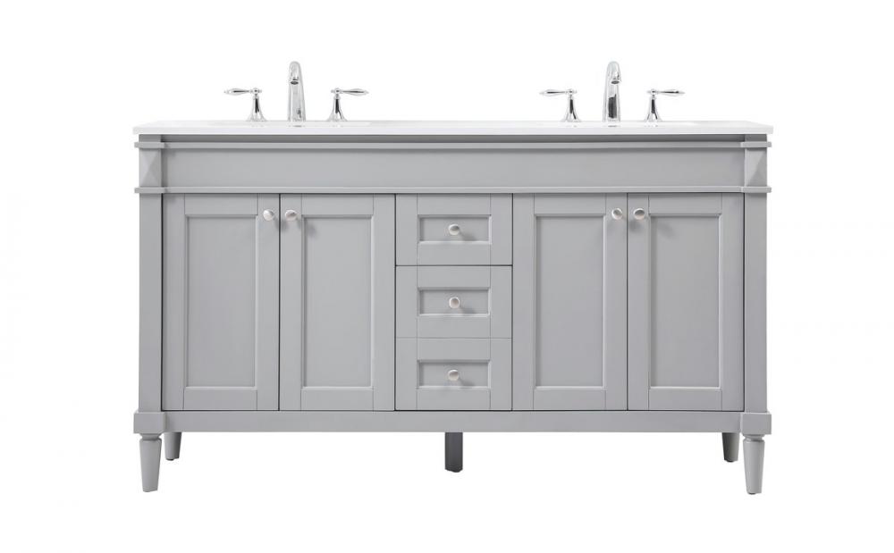 60 Inch Double Bathroom Vanity in Grey